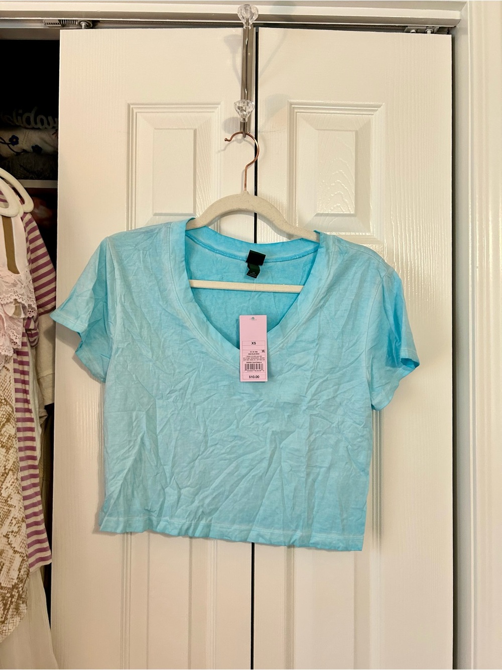 Target Light Blue V-Neck Crop Top